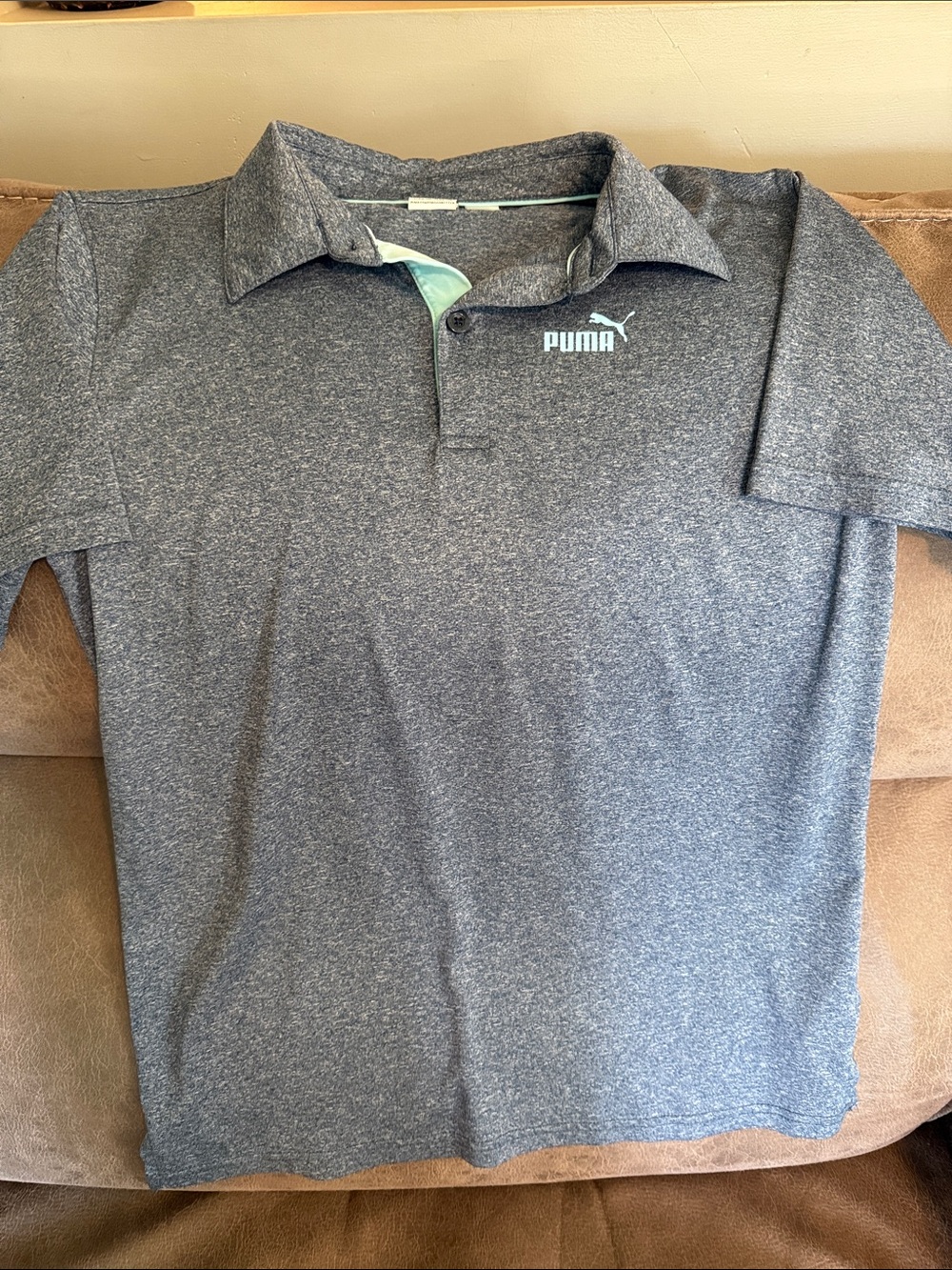 Puma Heather Blue Polo with Light Blue Logo
